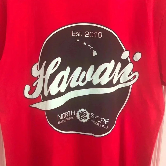 North Shore Hawaii Red Short Sleeve Tee Hawaiian Islands Print - Picture 3 of 9